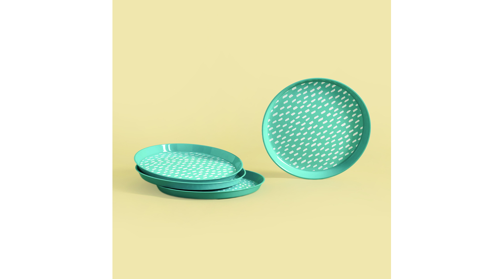 Sada 4 zelených plastových talířů, 21 cm