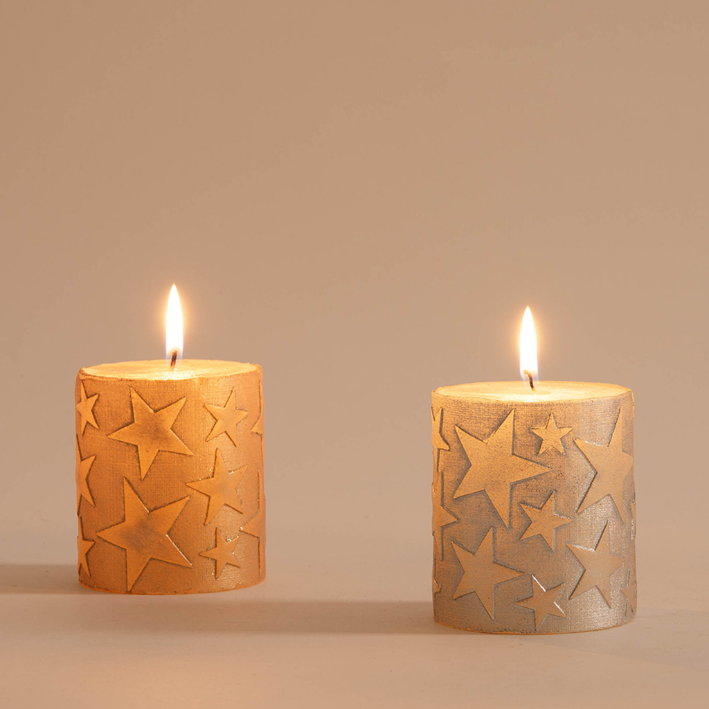 Dekorační svíčka HVĚZDA CHAMPAGNE 6,5x8 cm