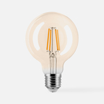 LED žárovka teplá barva ORO-AMBER-E27-G80-4W-WW