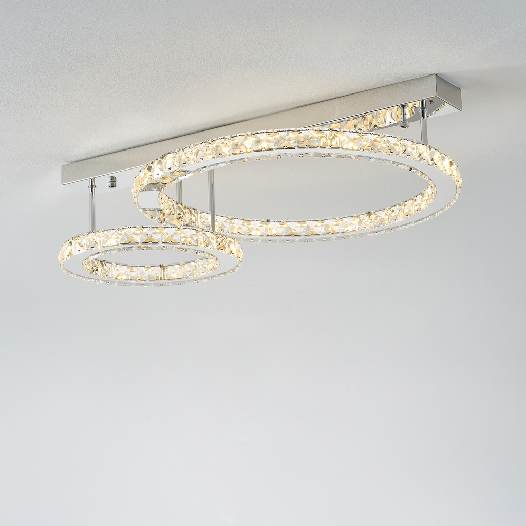 Stropní svítidlo LED 2 kruhy GIRONA chrom
