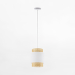 Bílé ratanové závěsné svítidlo BOHO 20 cm