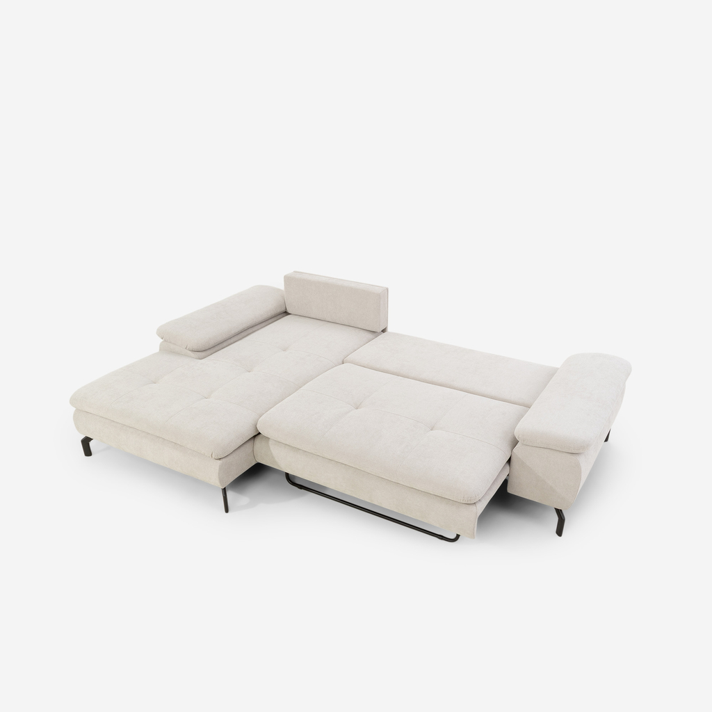 Světle šedo-béžová rozkládací rohová sedačka Vespa levá