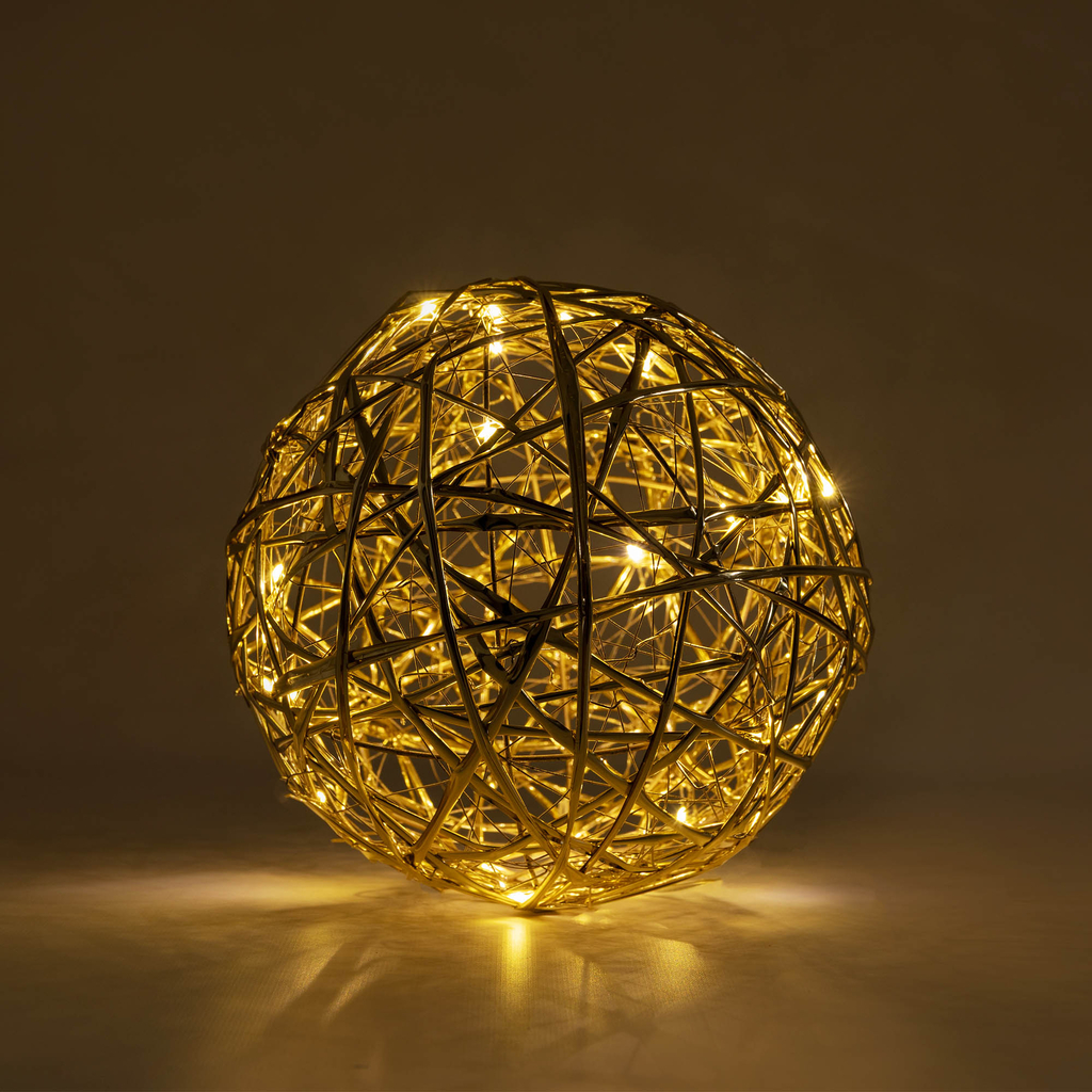 Dekorace LED koule šampaňské zlato, 20 cm
