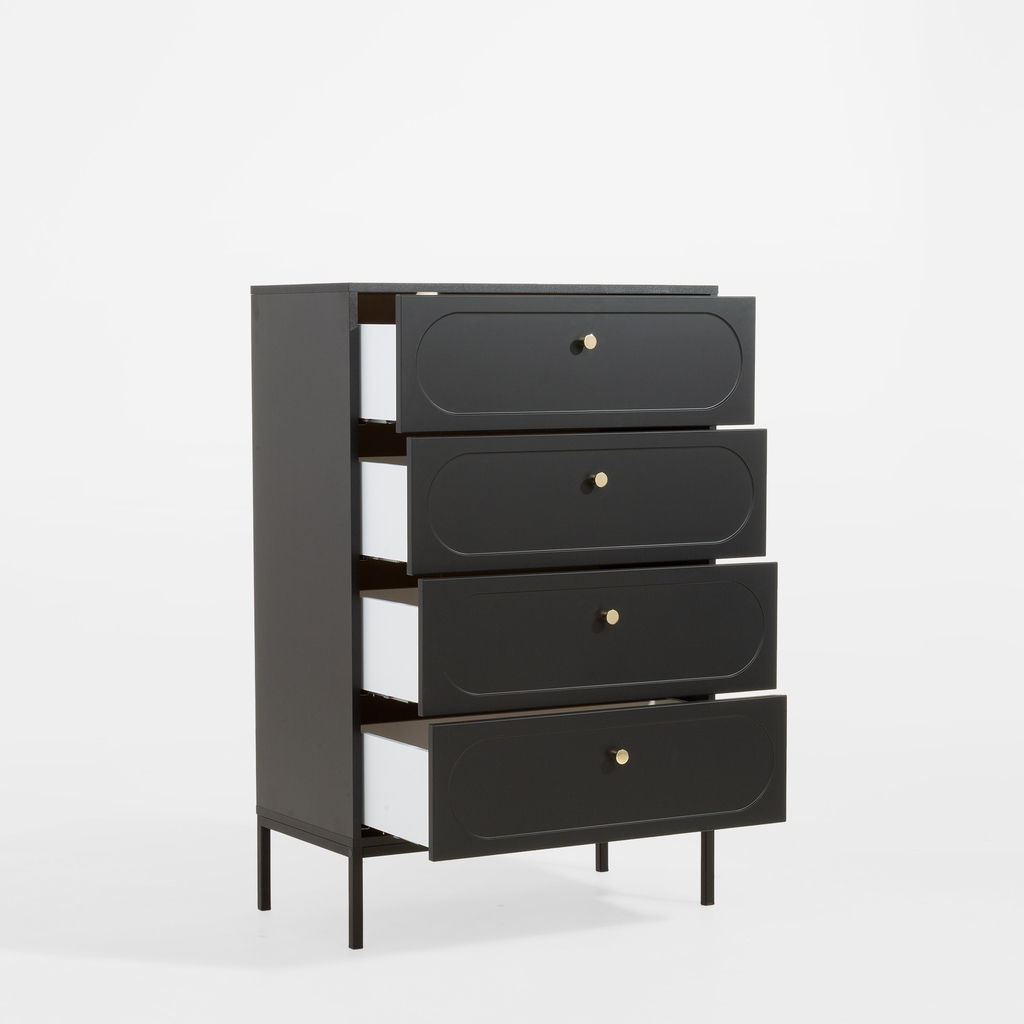 Komoda se 4 zásuvkami MUNA černá