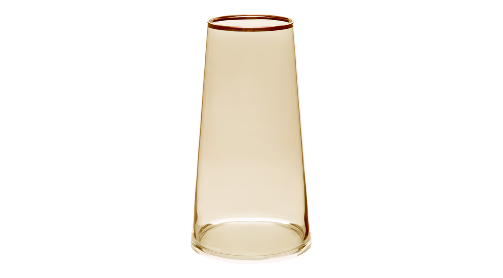 Jantarová skleněná váza se zlatým pruhem LISTER 24 cm