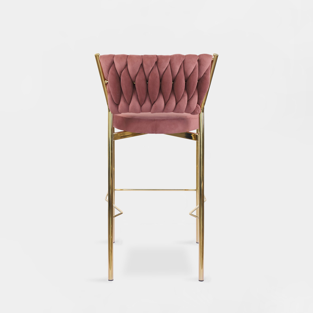 Barová židle na zlatých nohách růžová LIANA