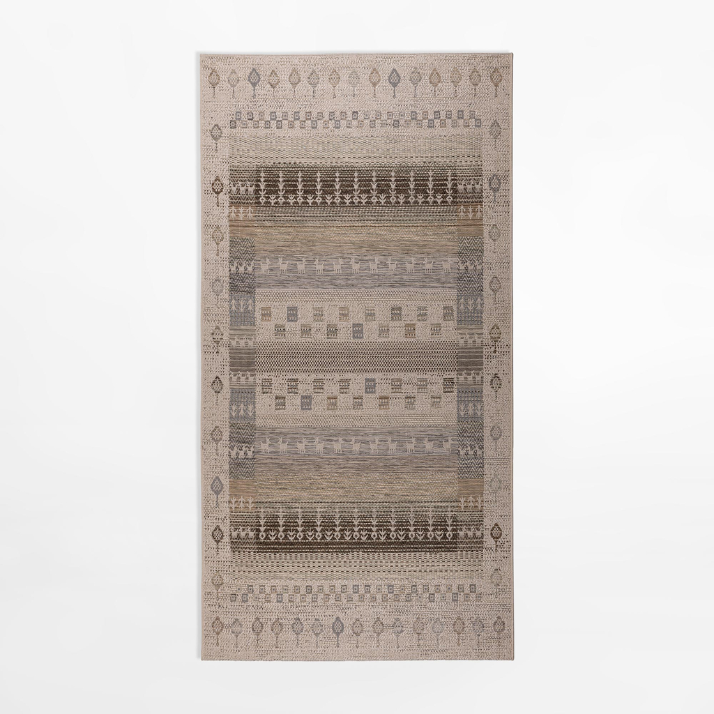 Etnický koberec KEMET, šedo-béžový, 80x150 cm