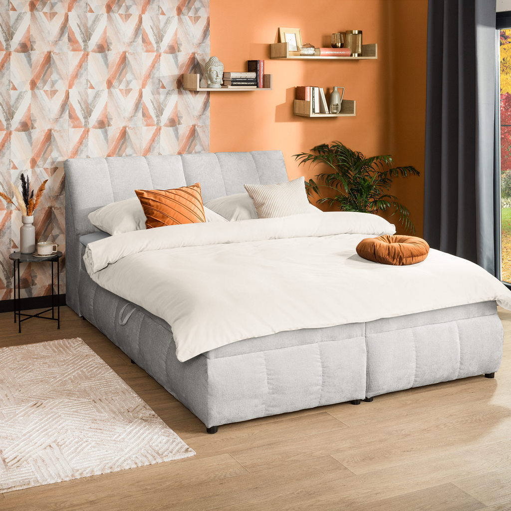 Šedá postel boxspring LORENZO HR 160x200 cm