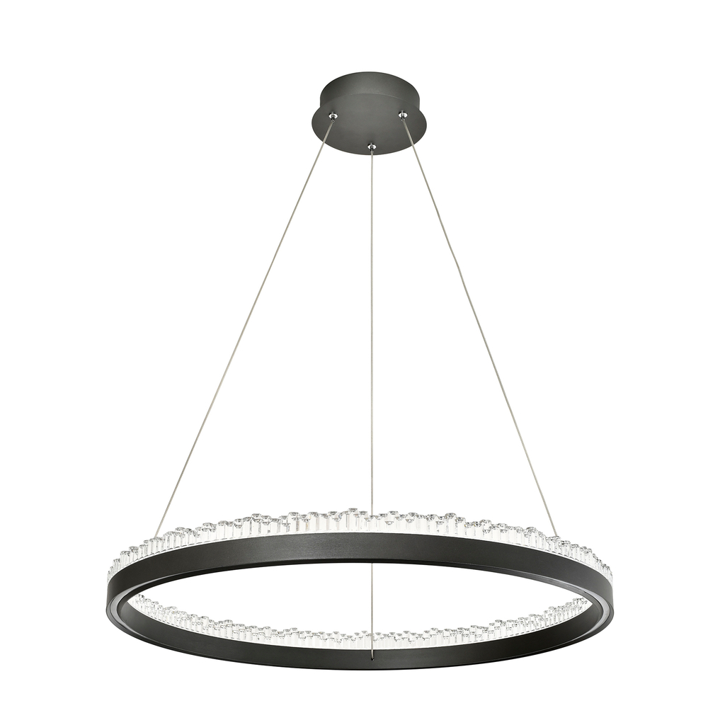 Černé prstencové závěsné LED svítidlo REGI 60 cm