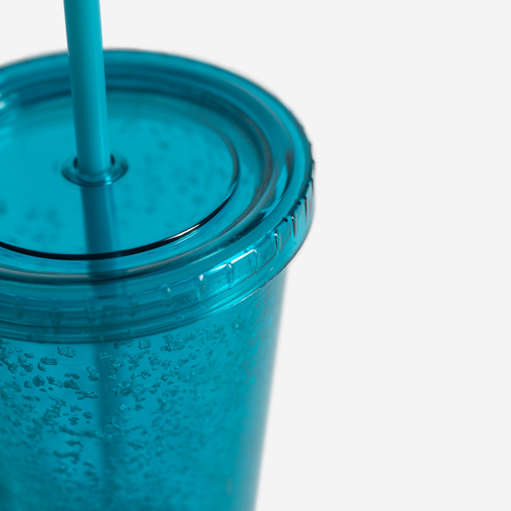 Plastový kelímek s brčkem modrý 500 ml