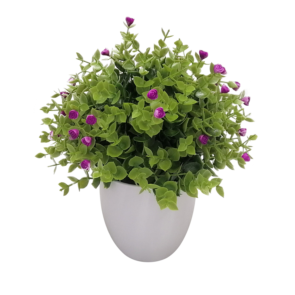 Umělá květina v květináči 30 cm fialová