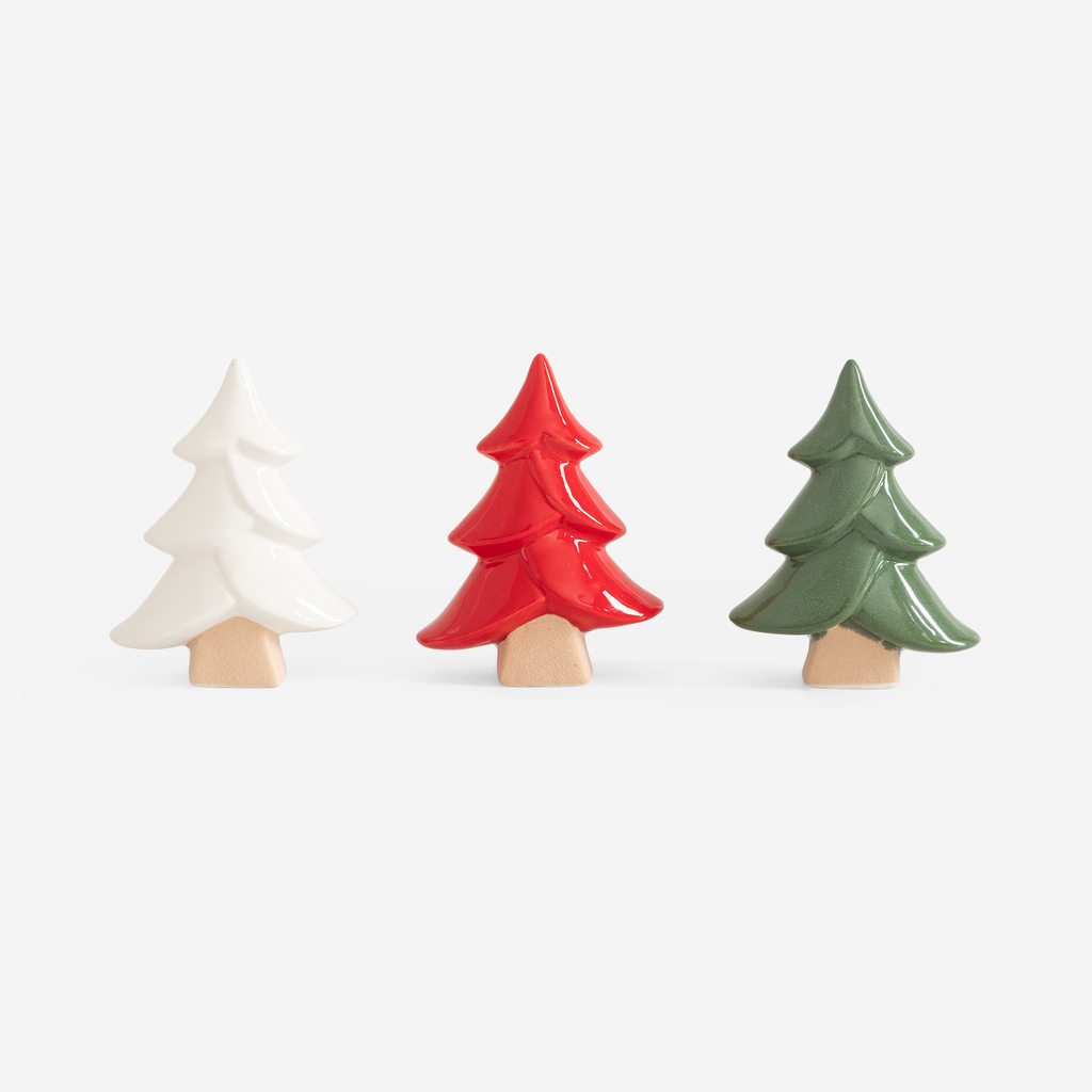 Dekorace porcelánový vánoční stromeček bílý 16,2 cm