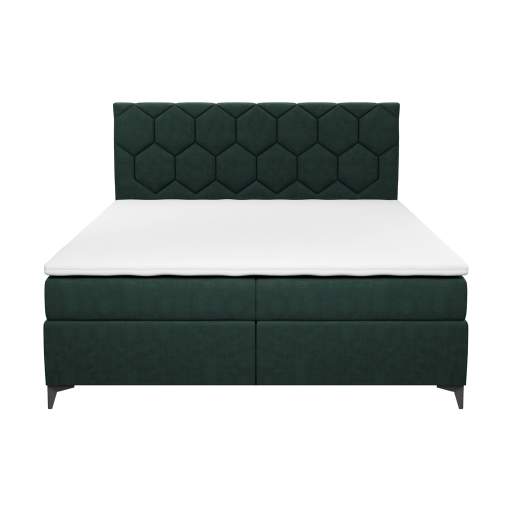 Postel boxspring s úložným prostorem zelená MEGAN PU 180x200 cm