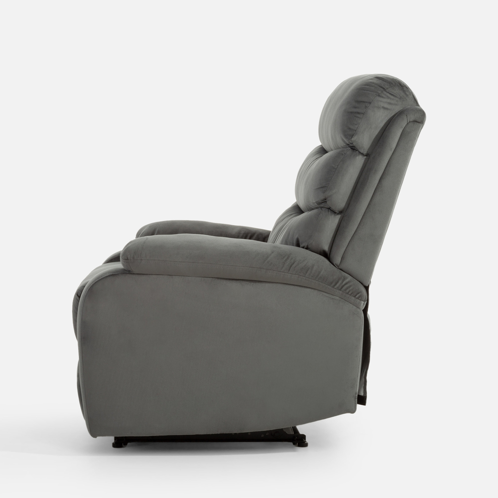 Šedé křeslo s relaxační funkcí GANIBIO