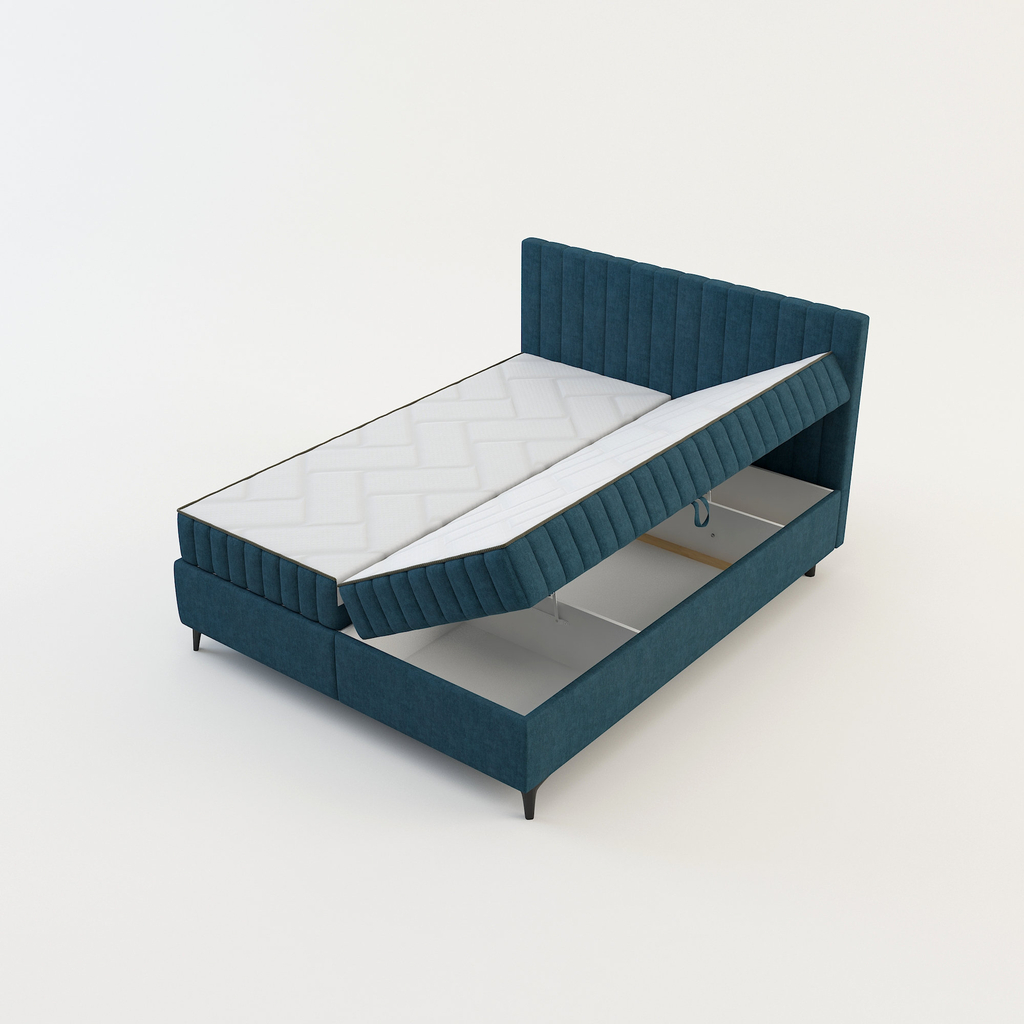 Postel boxspring VERONA 140x200 cm tmavě modrá