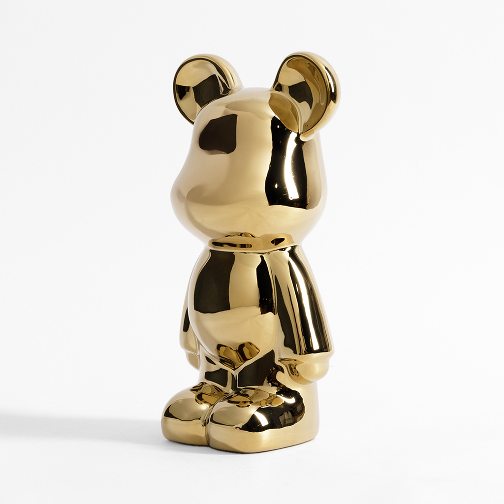 Dekorační figurka MEDVĚD zlatá 26 cm