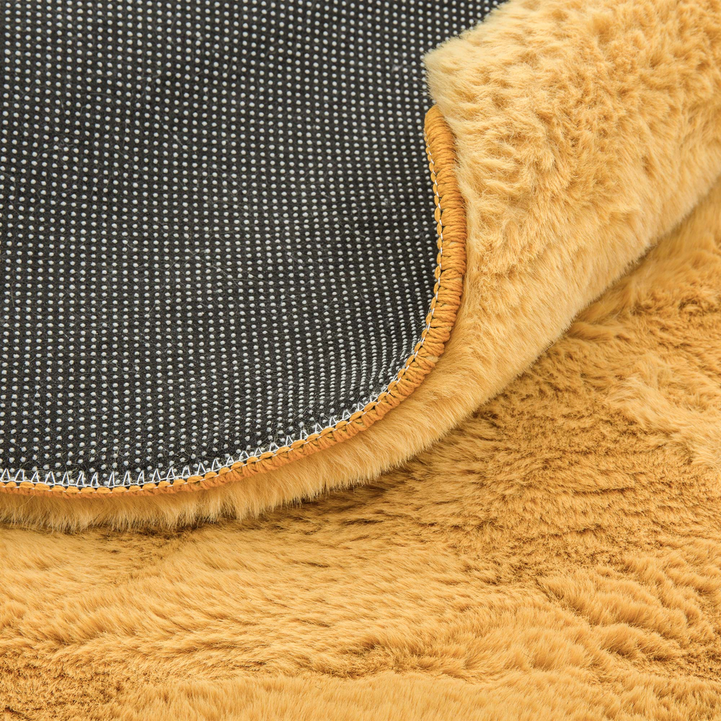 Medový kulatý koberec RABBII 90 cm