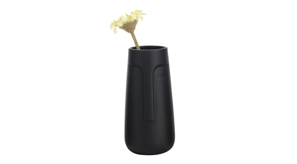 Váza keramická s obličejem černá 25,8 cm