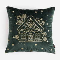 Vánoční povlak na polštář tmavě zelený CANELLA 45x45 cm