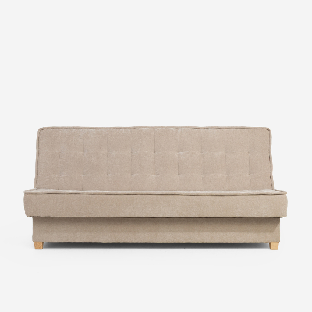 Béžová prošívaná rozkládací pohovka MIKO