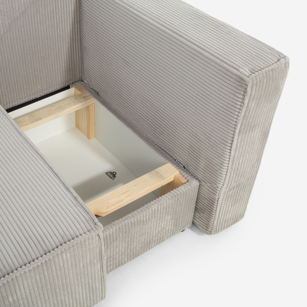 Manšestrová dvoumístná rozkládací pohovka LUSO pravá