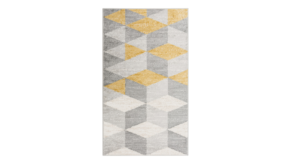 Žluto-šedý koberec do předsíně s kosočtvercovým vzorem MILANO 80x150 cm