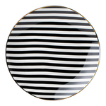Pruhovaný porcelánový dezertní talíř černo-bílý 20 cm