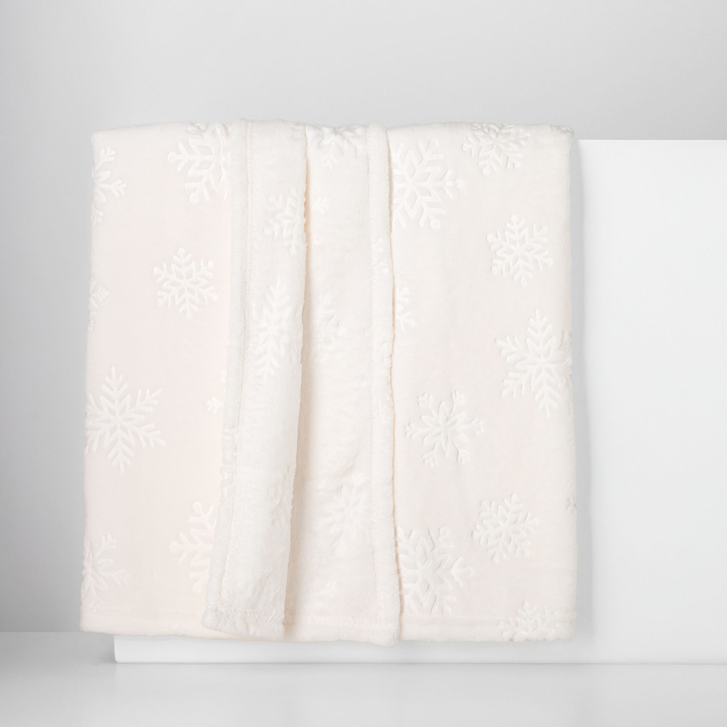 Bílá deka s sněhovými vločkami MERCI 130x160