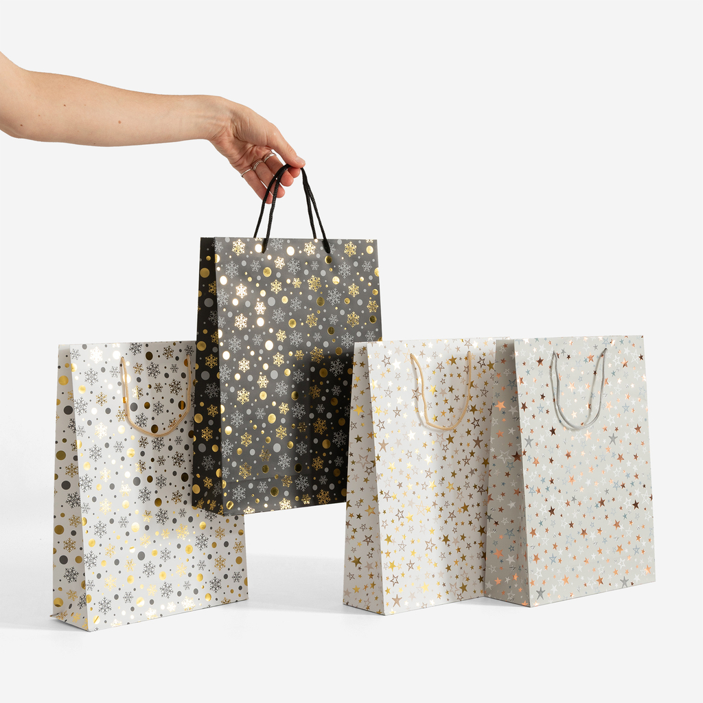 Vánoční dárková taška hvězdičky velikost M MIX