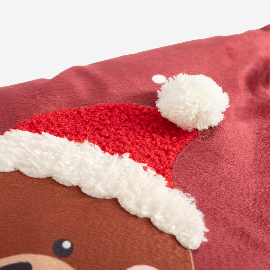 Vánoční povlak na polštář s medvědem červený CALIN 45x45 cm