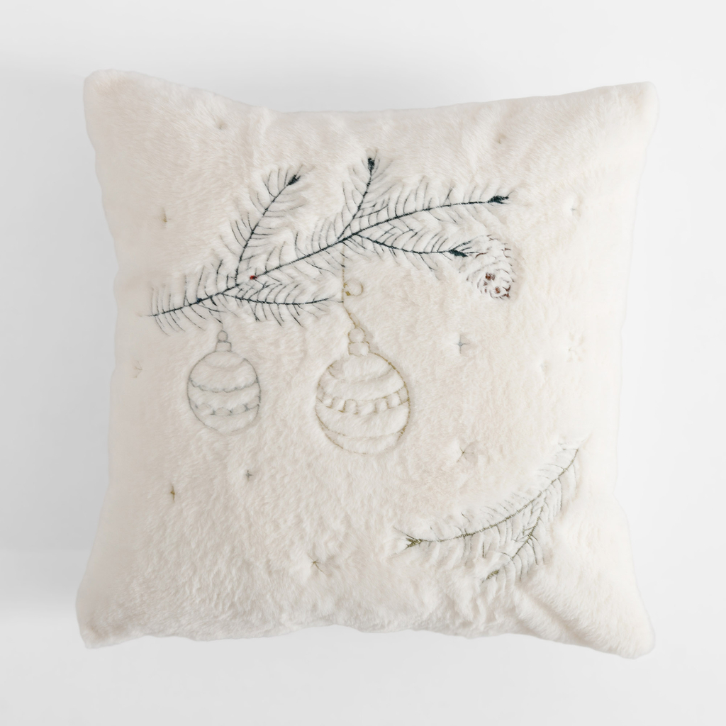 Vánoční povlak na polštář s větvičkou bílý LUCA 45x45 cm