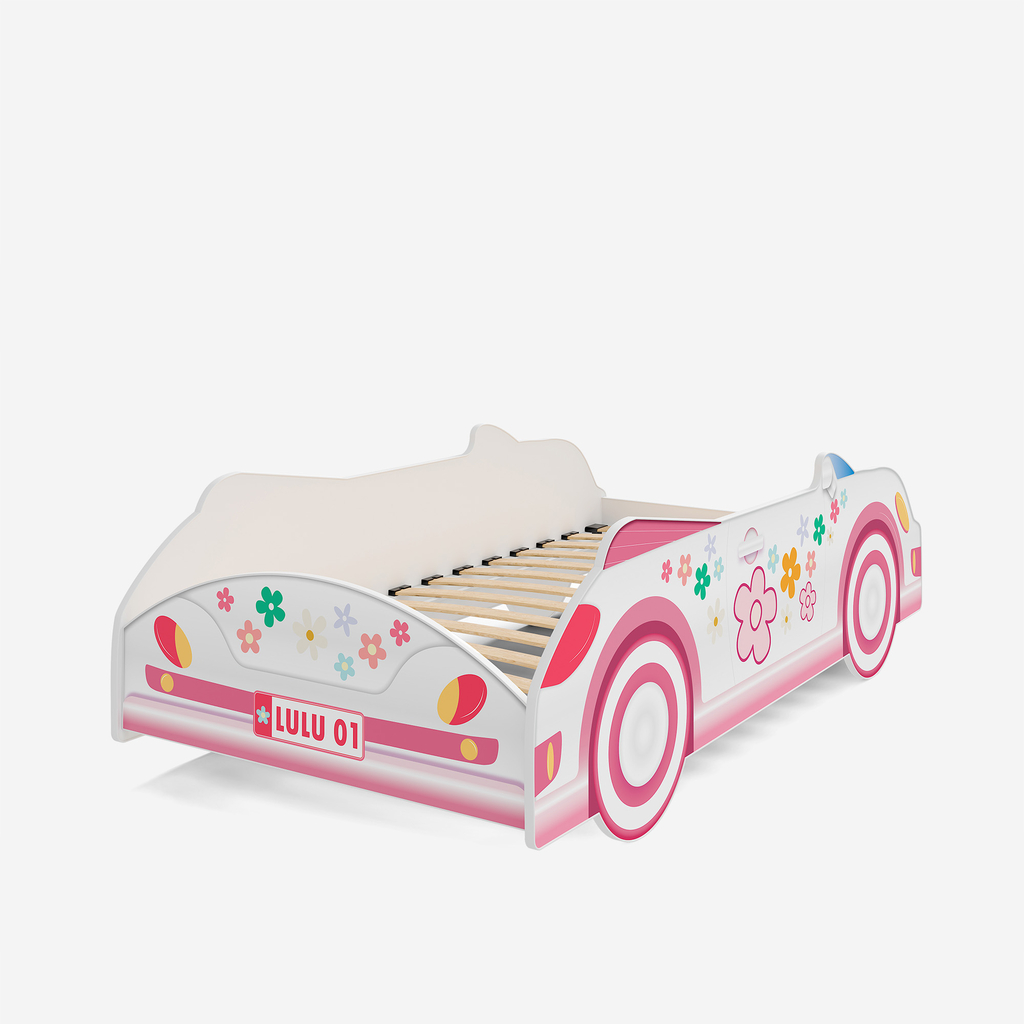 Postel ve tvaru auta růžové LULU 80x160