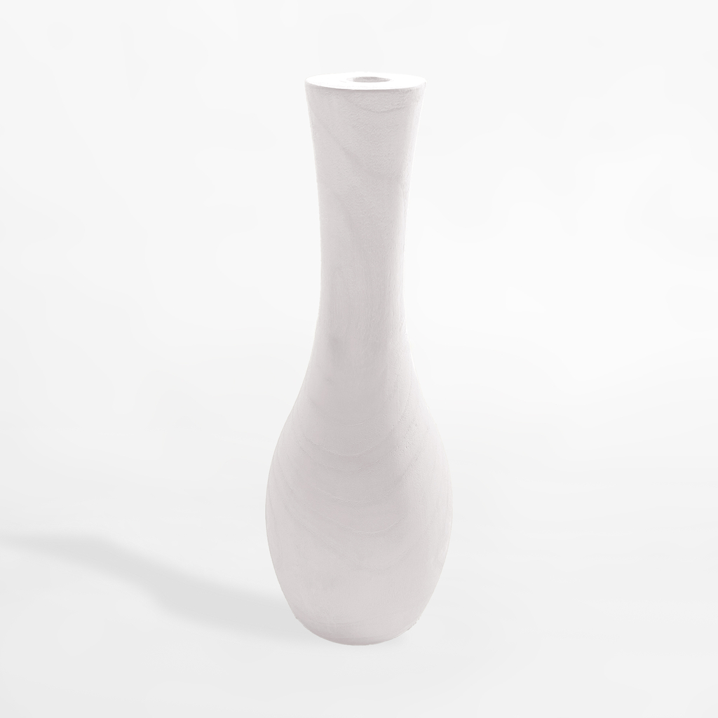 Bílá dřevěná váza 44 cm