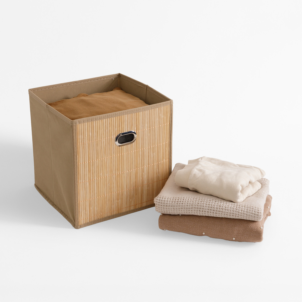 Hnědý skládací úložný box 28x28x28 cm