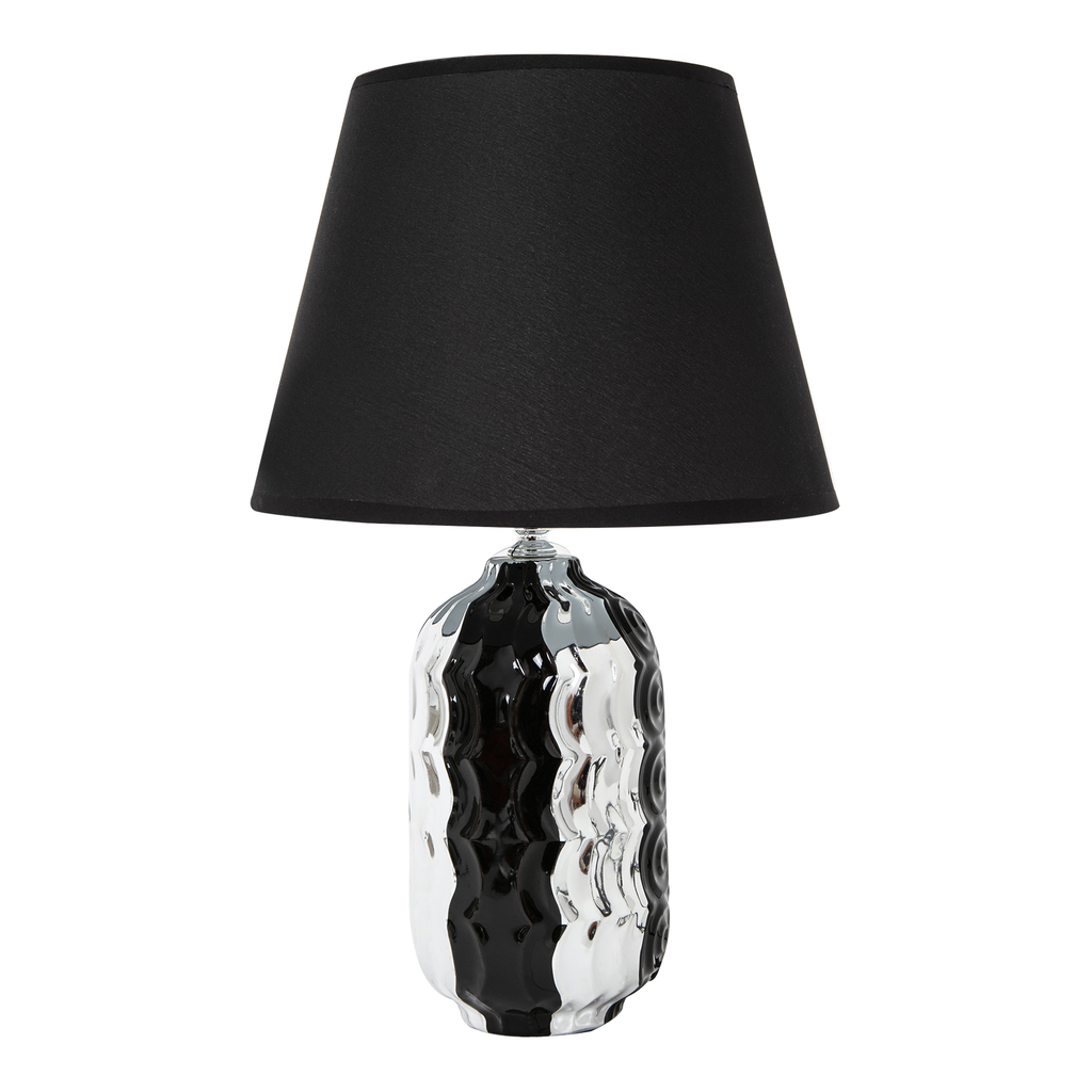 Stolní lampa keramická  černo-stříbrná, 38 cm