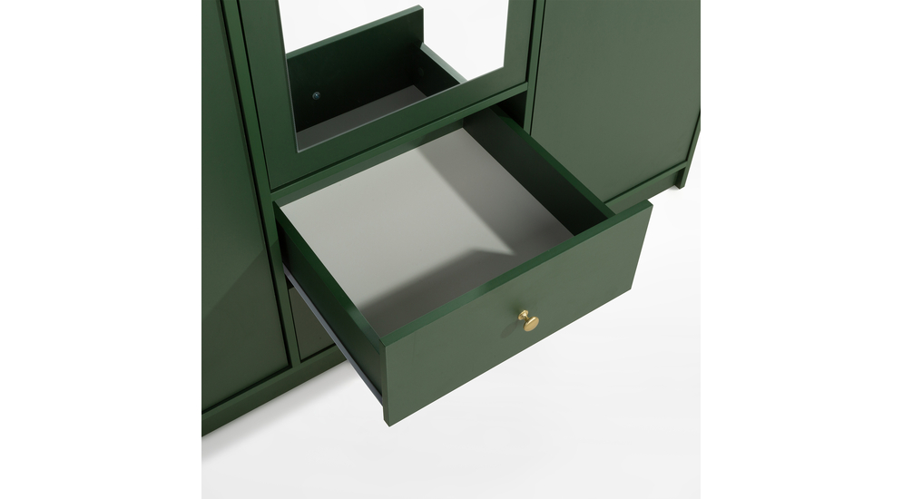 Zelená zrcadlová šatní skříň COLORI