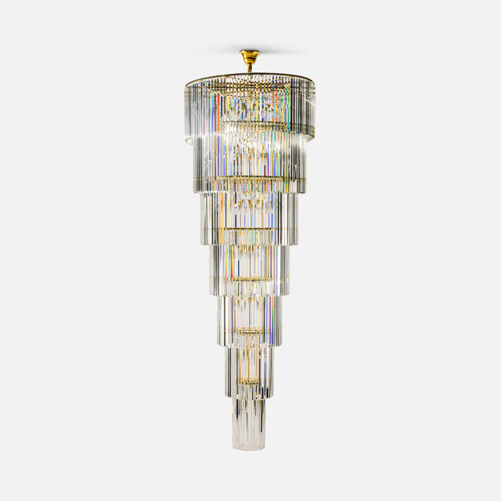 Lampa wisząca do salonu glamour złota LUXE 330 cm
