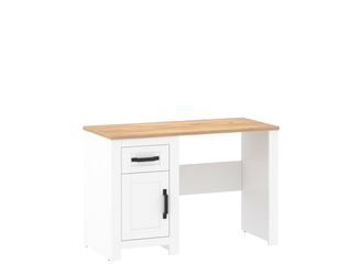 Bílý psací stůl se skříňkou a zásuvkou LANZETTE