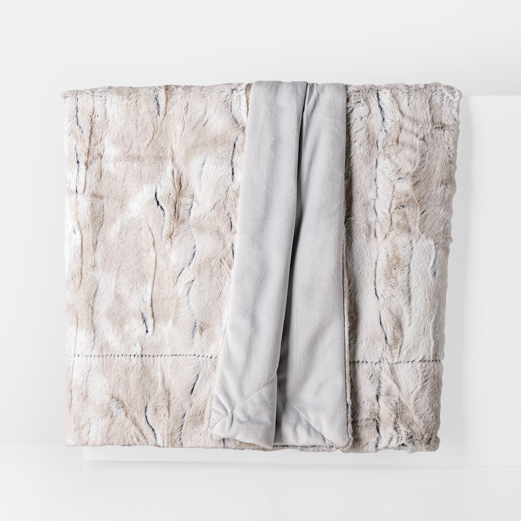 Šedo-béžová chlupatá deka OSLO 200x200 cm