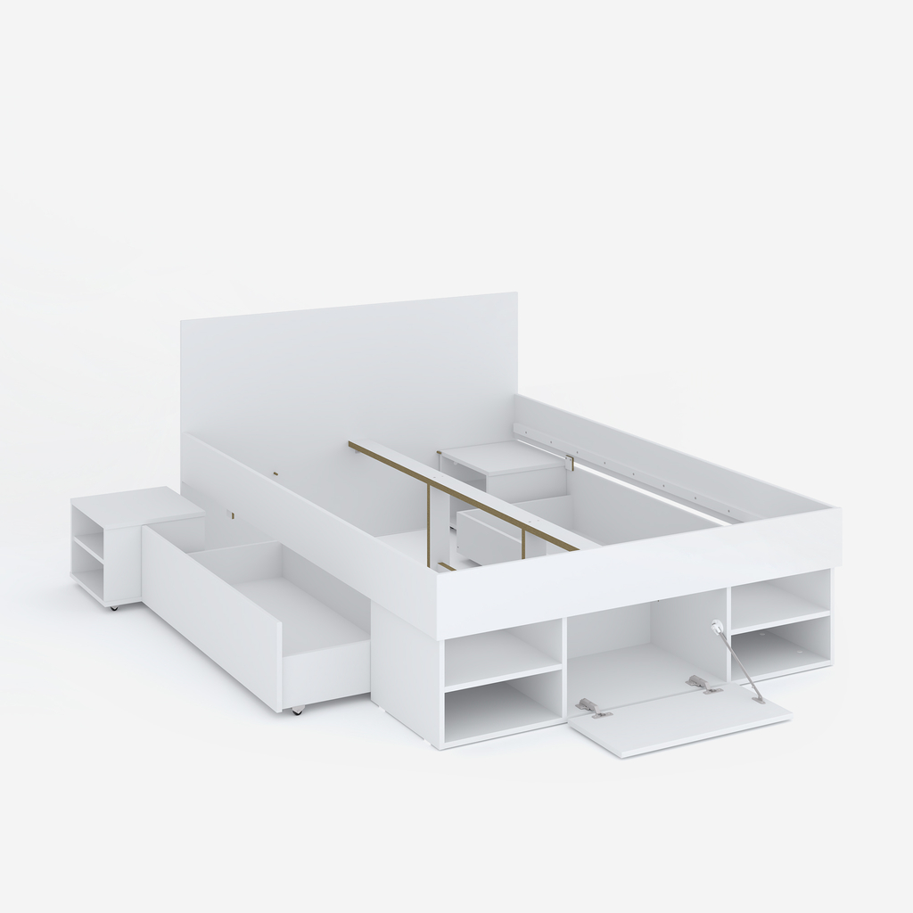 Postel s nočními stolky bílá ROBIN 140x200cm