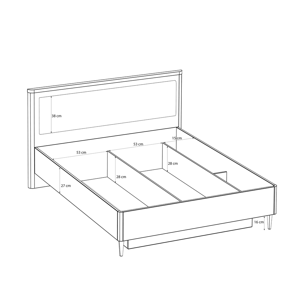 Postel s čalouněným čelem a roštem LACETTI 140x200