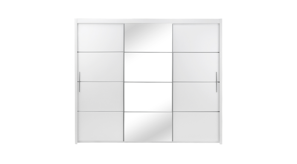Skříň s posuvnými dveřmi se zrcadlem bílá INOVA 250 cm