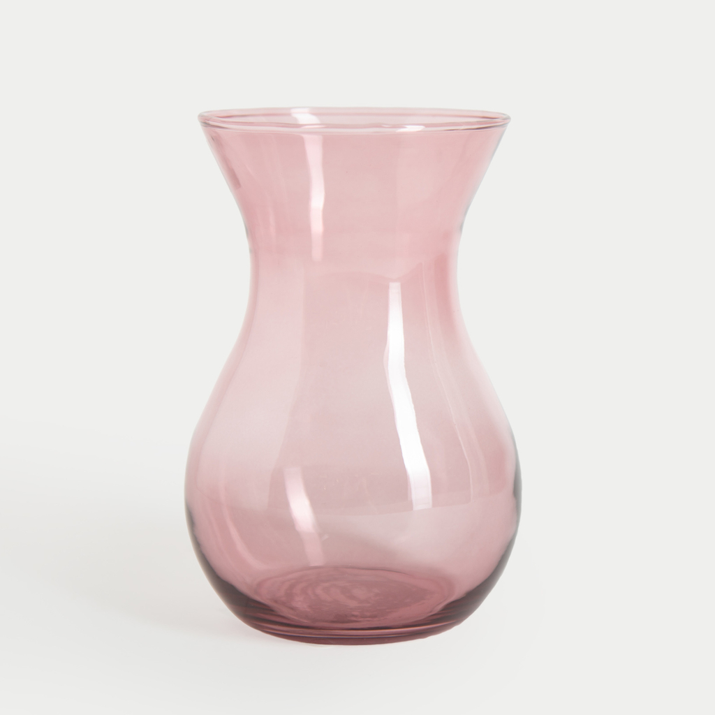 Průhledná růžová váza ASTA 18 cm