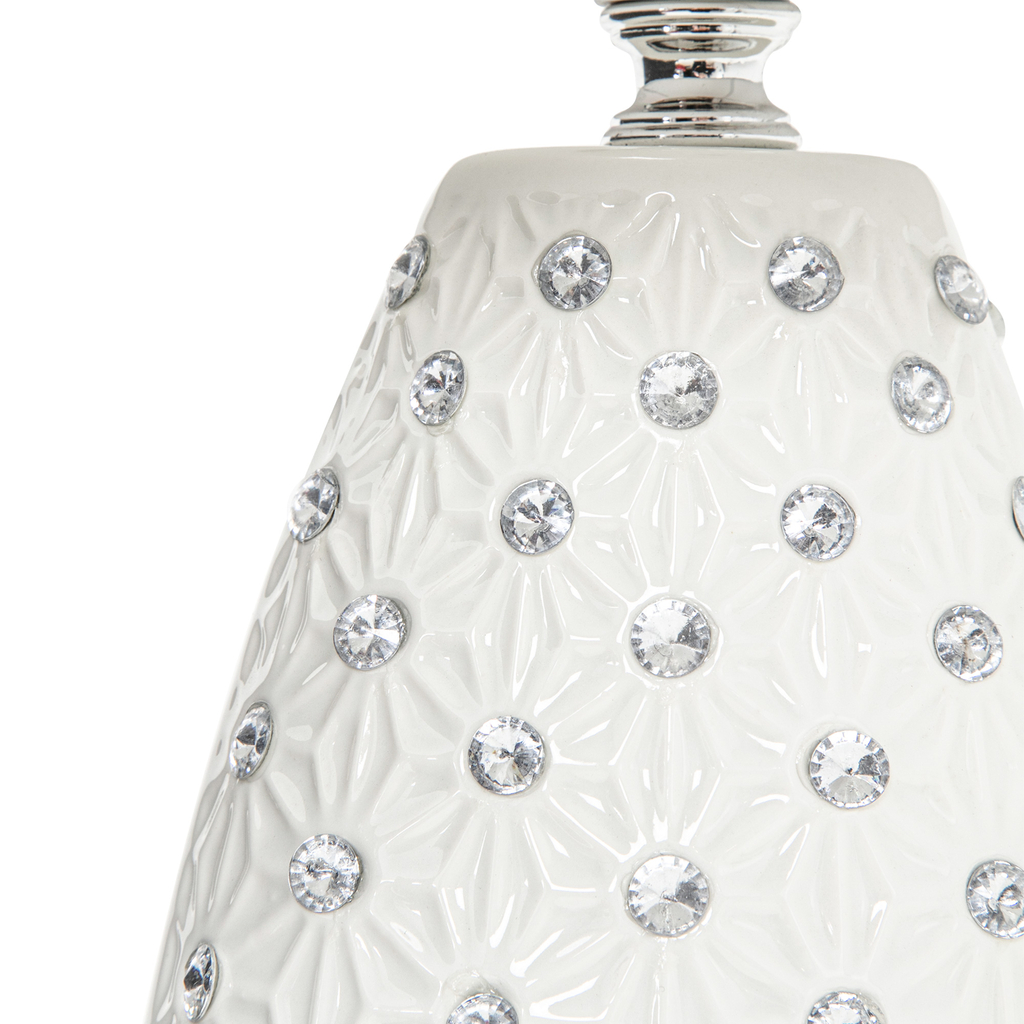 Bílá keramická stolní lampa glamour 41 cm