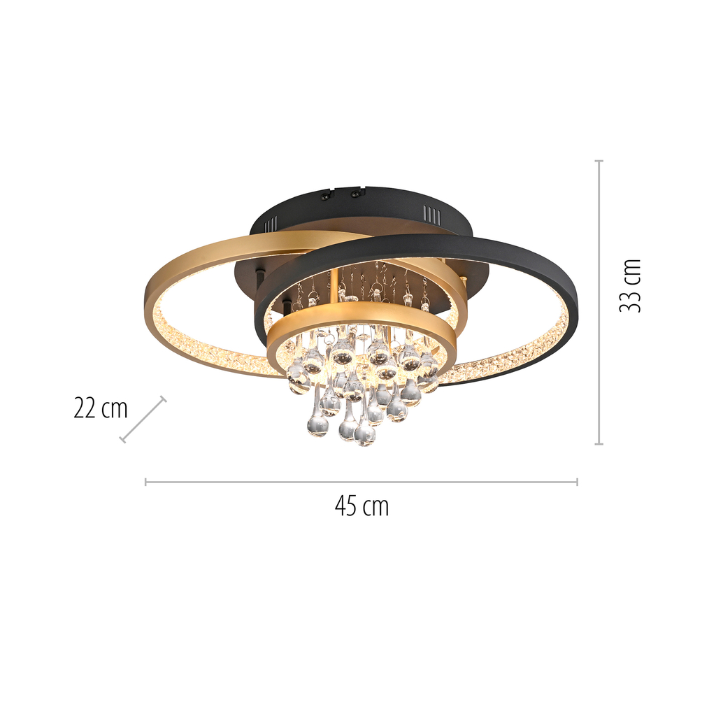 Černo-zlaté LED stropní svítidlo ROTAZO