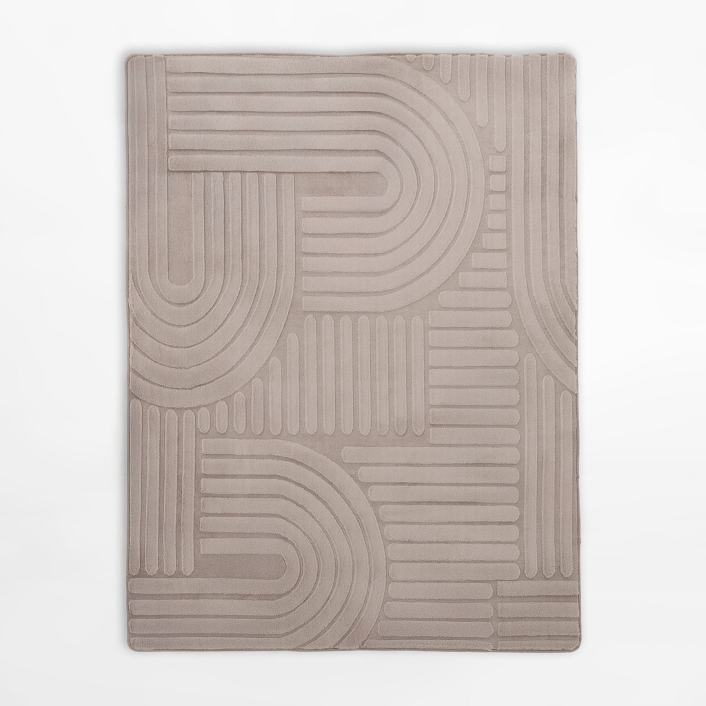 Geometrický koberec MALAGA 3D, taupe, 120x160 cm