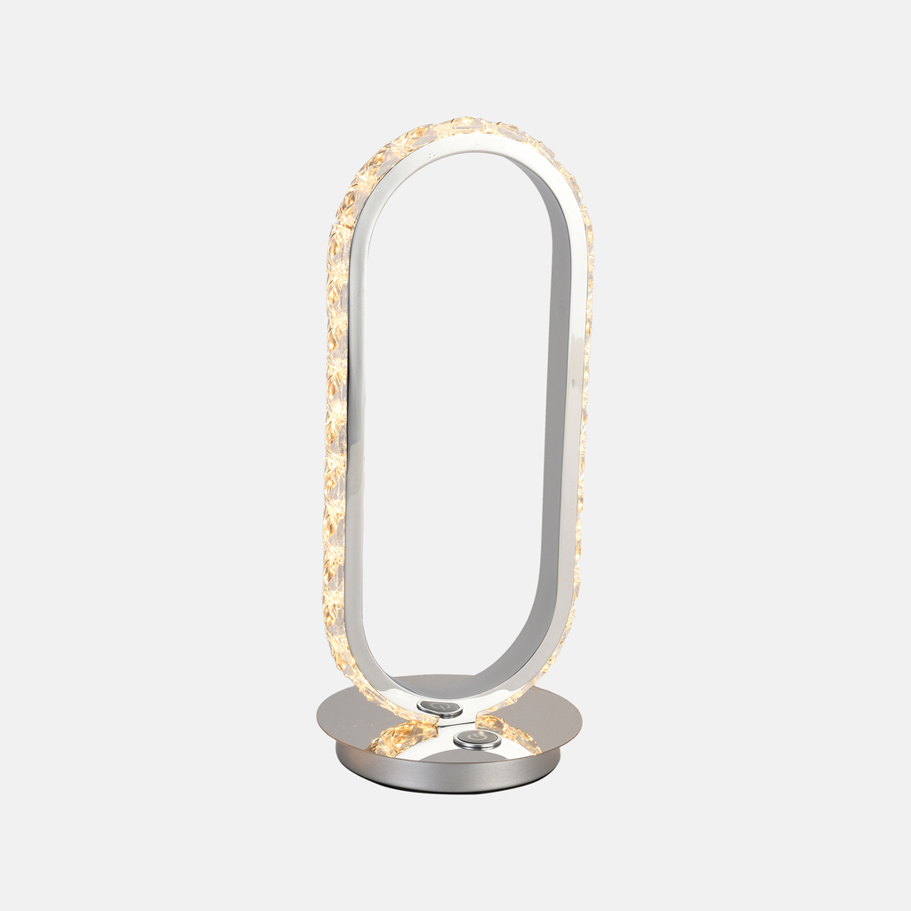 Chromovaná oválná stolní LED lampa HARLEY
