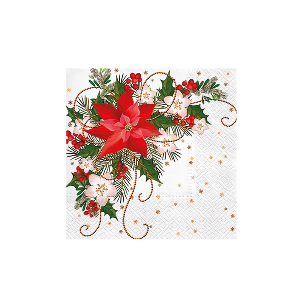 Vánoční ubrousky POINSETTIA COMPOSITION 20 ks.
