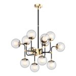 Černo-zlatý lustr RIANO 70 cm průhledné stínidlo