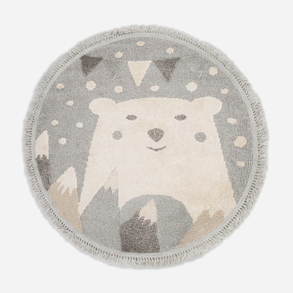 Kulatý koberec NINA s medvědem, 120 cm